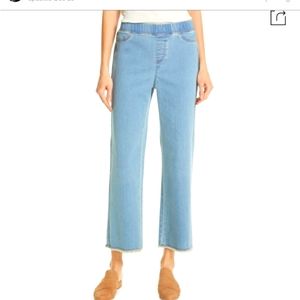 EILEEN FISHER Frayed Hem Pull-On Ankle Jeans, Frost Color - Size PP (2P/4P)